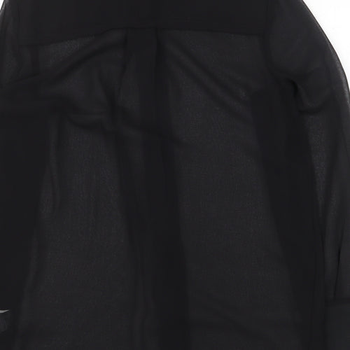 NEXT Womens Black Polyester Basic Button-Up Size 12 V-Neck