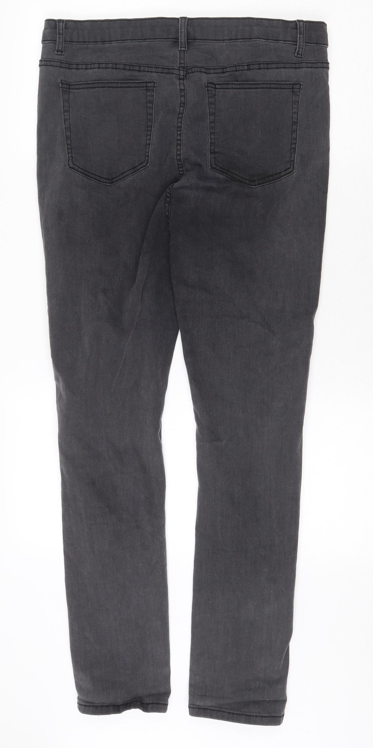 PRETTYLITTLETHING Womens Grey Cotton Skinny Jeans Size 16 Regular Zip