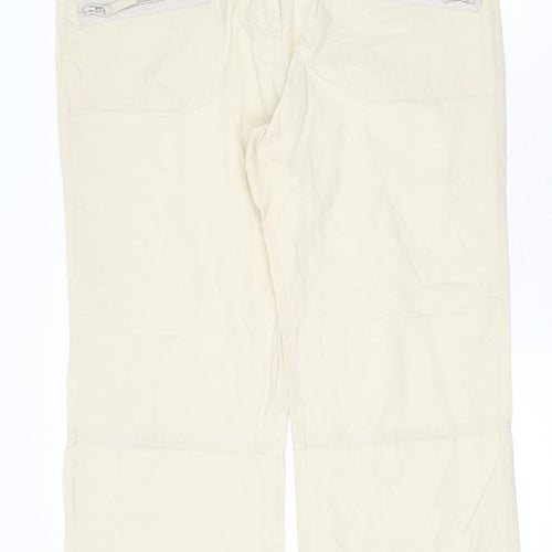 Dorothy Perkins Womens Beige Cotton Trousers Size 14 Regular Zip
