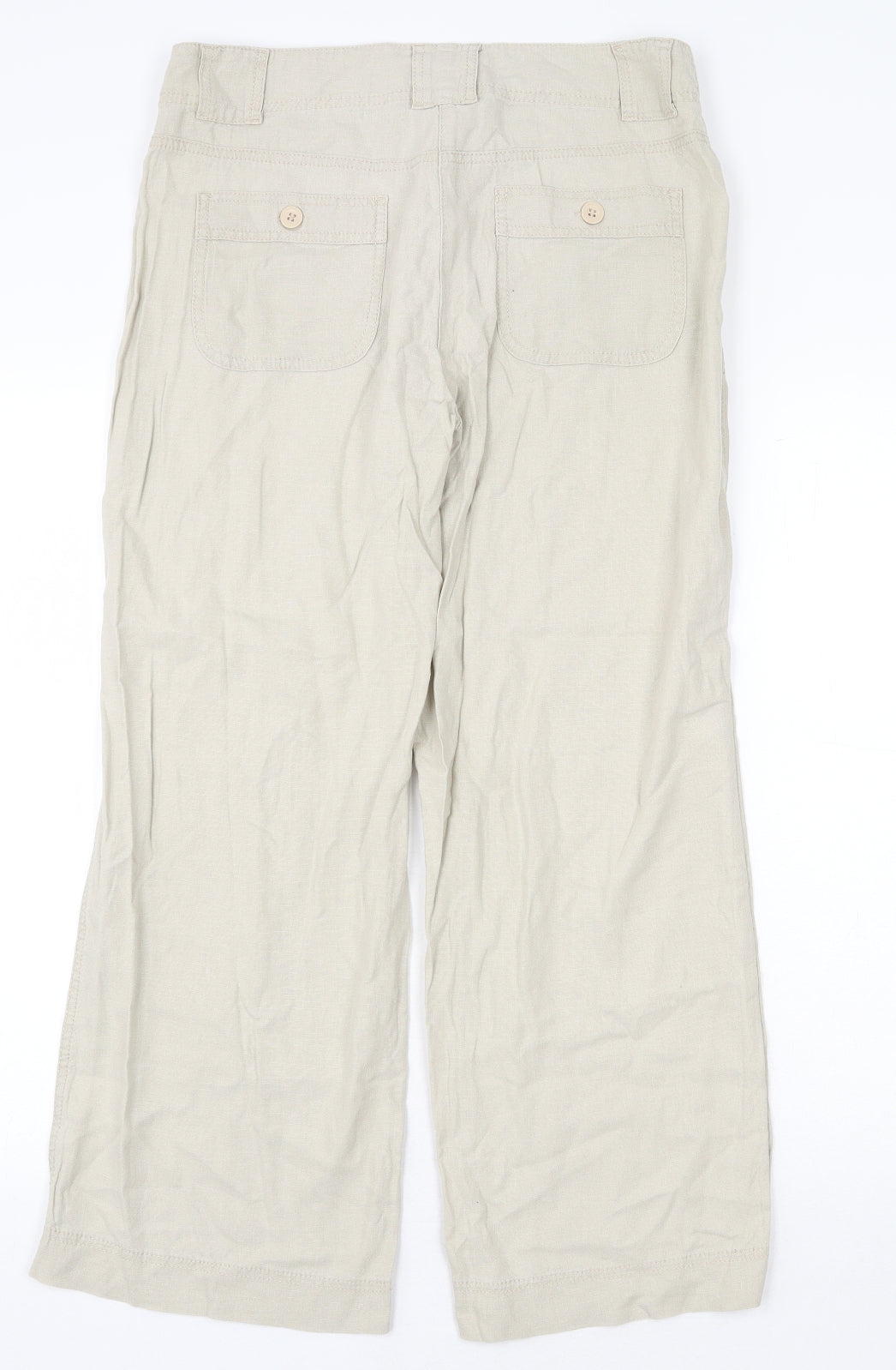 Marks and Spencer Womens Beige Linen Trousers Size 12 Regular Zip