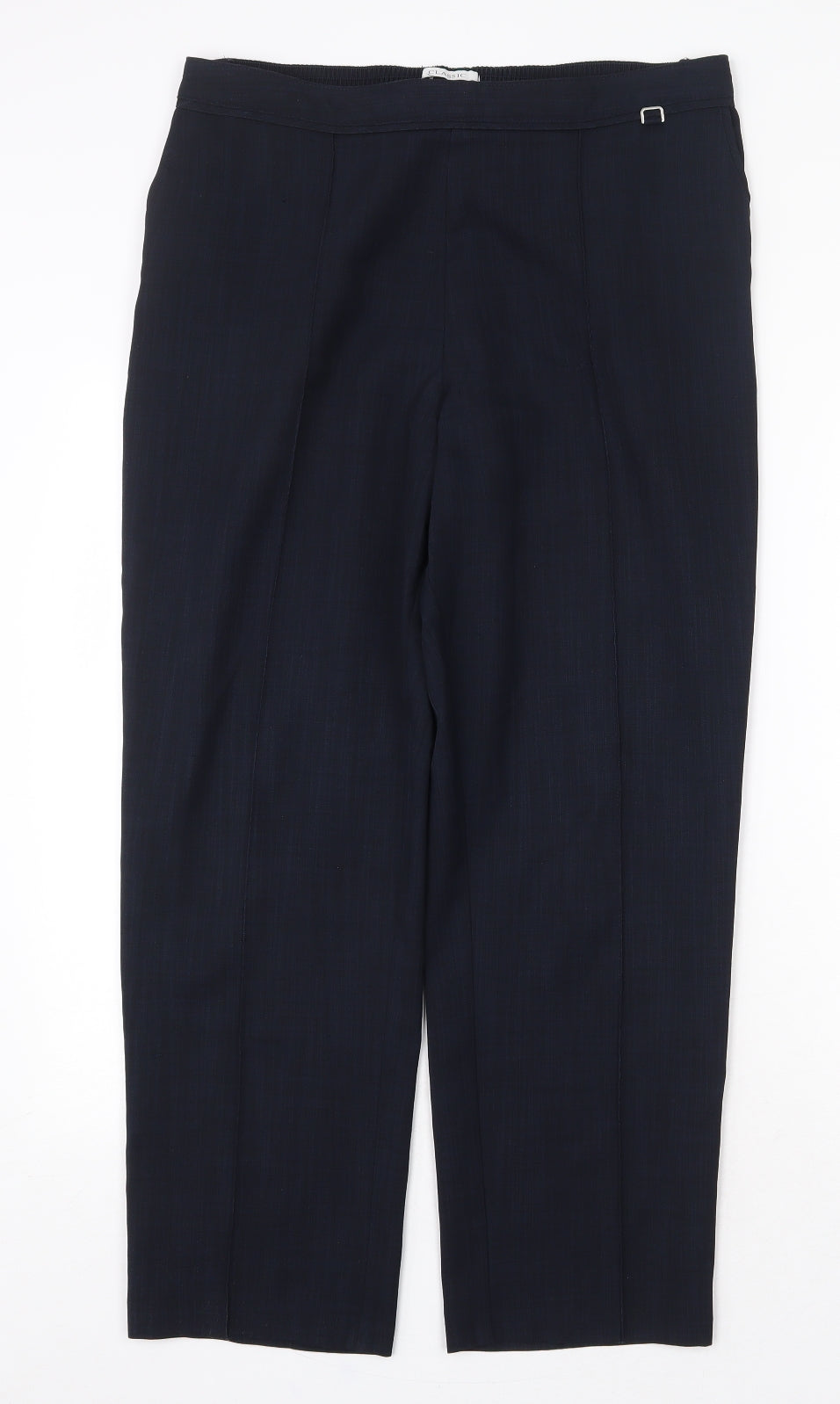 Marks and Spencer Womens Blue Polyester Trousers Size 14 Regular