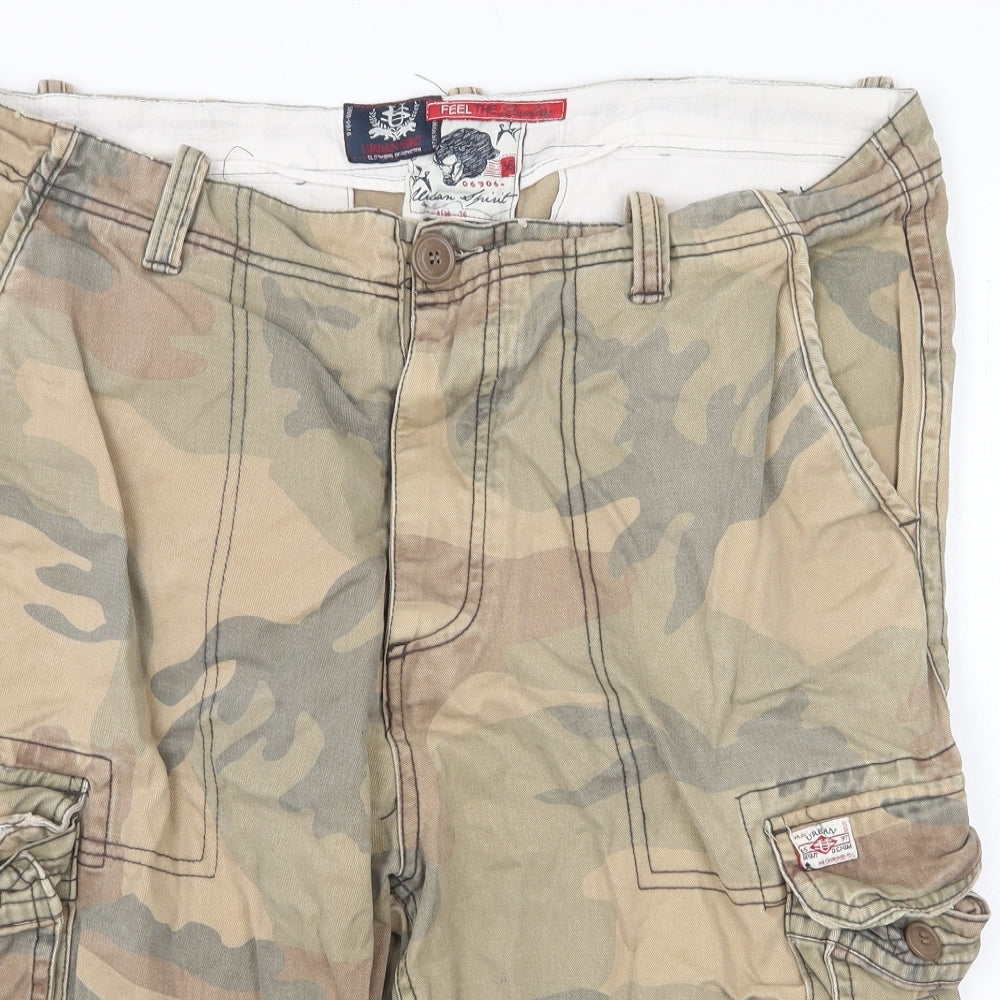 UrbanSpirit Womens Multicoloured Camouflage Cotton Cargo Shorts Size 36 Regular Zip