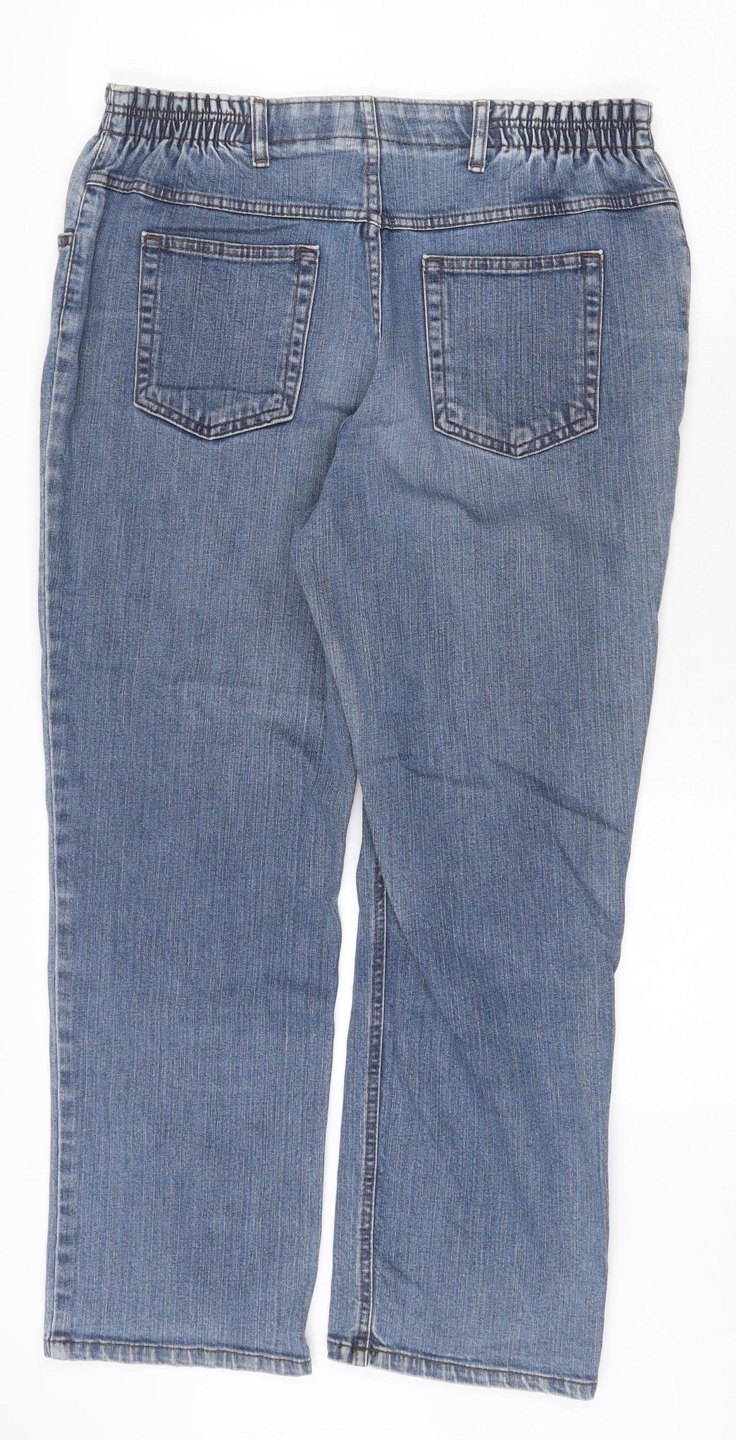 Marks and Spencer Womens Blue Cotton Straight Jeans Size 16 Regular Zip