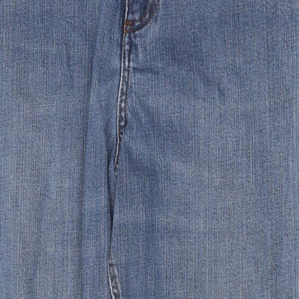 Marks and Spencer Womens Blue Cotton Straight Jeans Size 16 Regular Zip