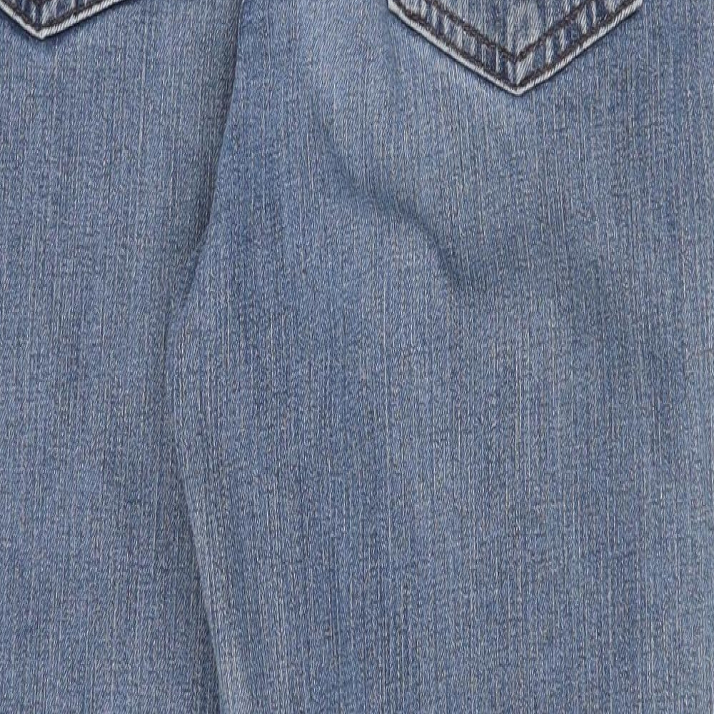 Marks and Spencer Womens Blue Cotton Straight Jeans Size 16 Regular Zip