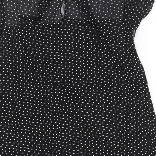 NEXT Womens Black Polka Dot Viscose Basic Blouse Size 8 Round Neck