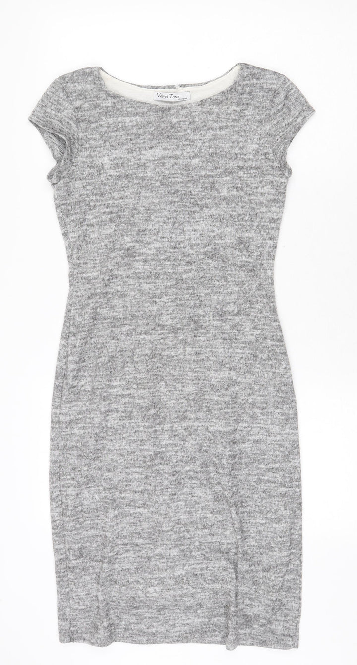 Velvet Torch Womens Grey Viscose T-Shirt Dress Size M Round Neck Pullover