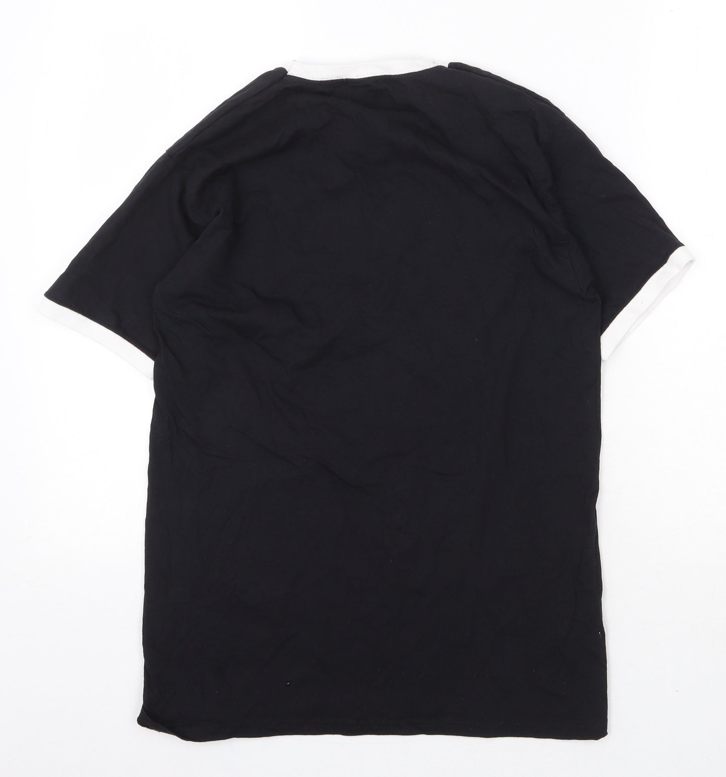 Fruit of the Loom Womens Black 100% Cotton Basic T-Shirt Size M Round Neck
