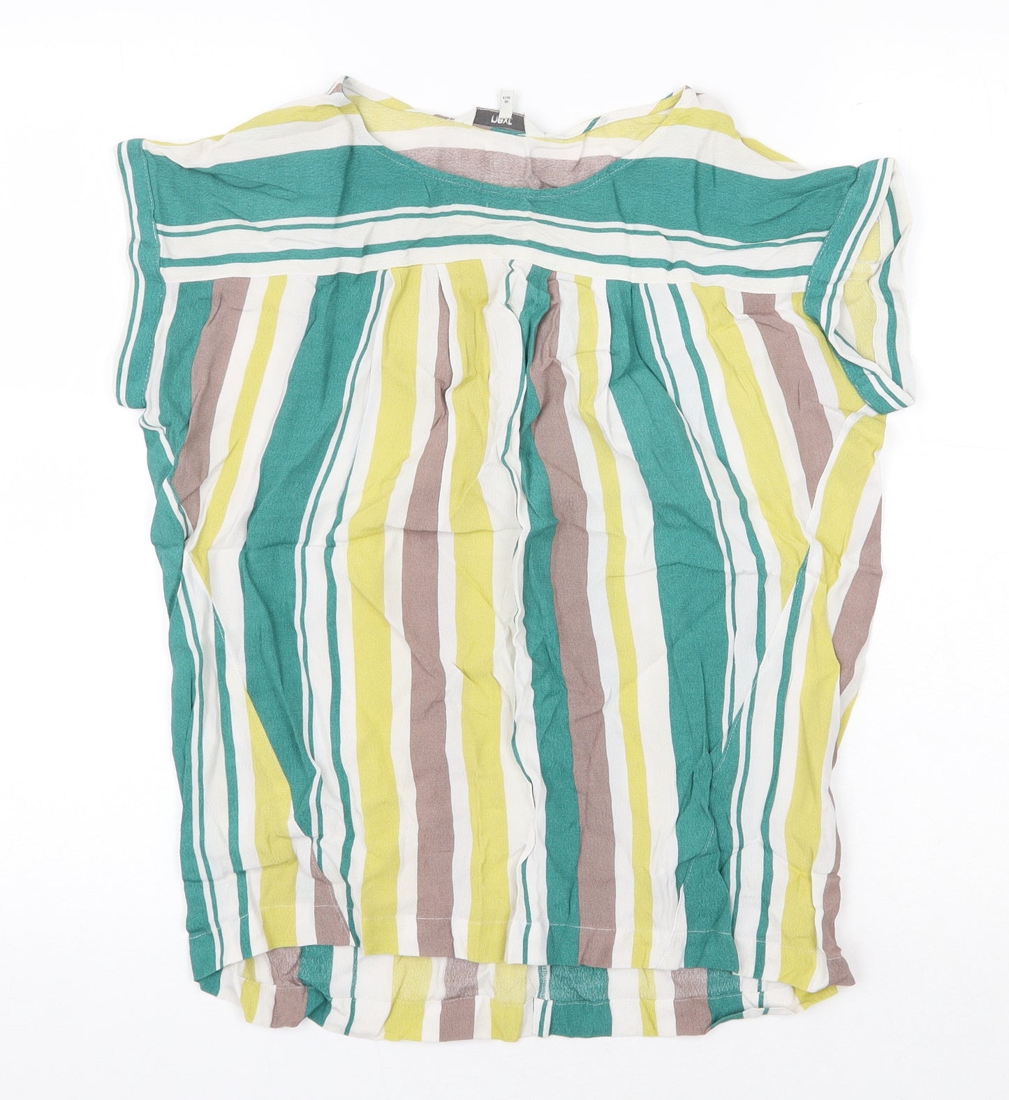 NEXT Womens Multicoloured Striped Viscose Basic T-Shirt Size 8 Round Neck