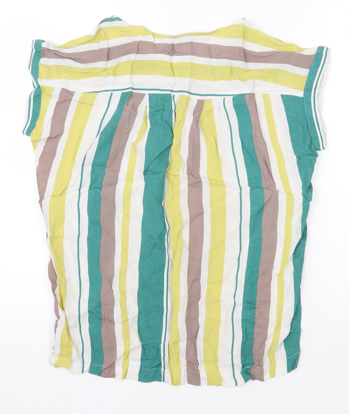 NEXT Womens Multicoloured Striped Viscose Basic T-Shirt Size 8 Round Neck