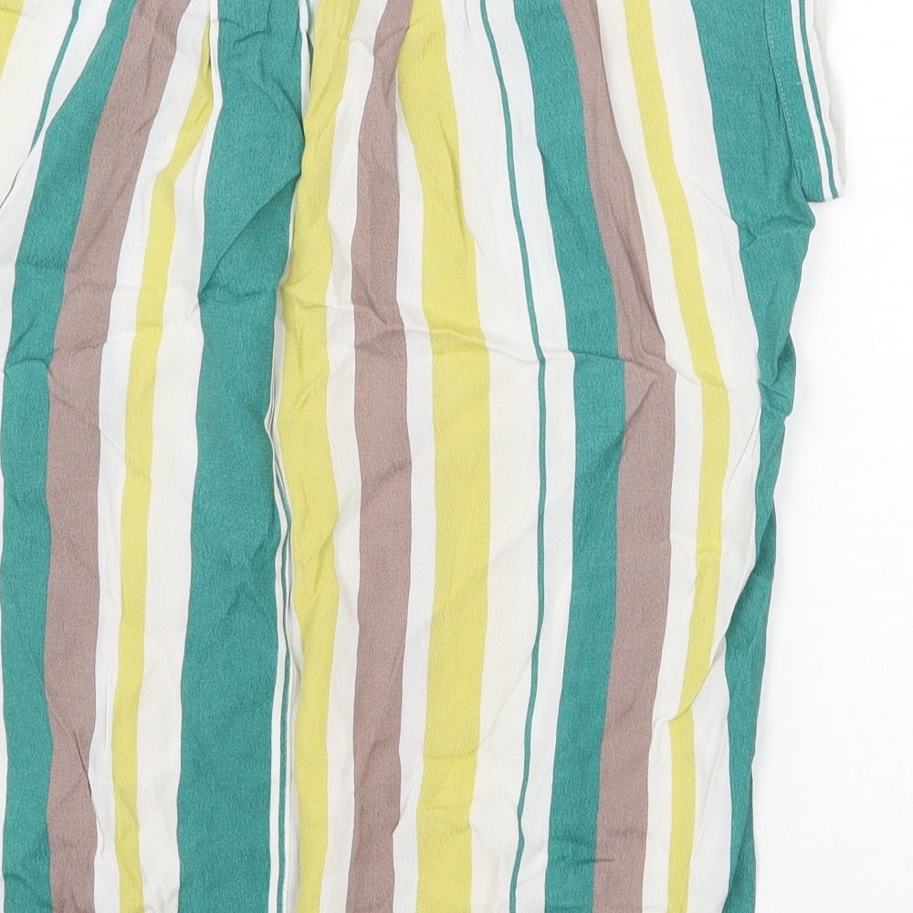 NEXT Womens Multicoloured Striped Viscose Basic T-Shirt Size 8 Round Neck