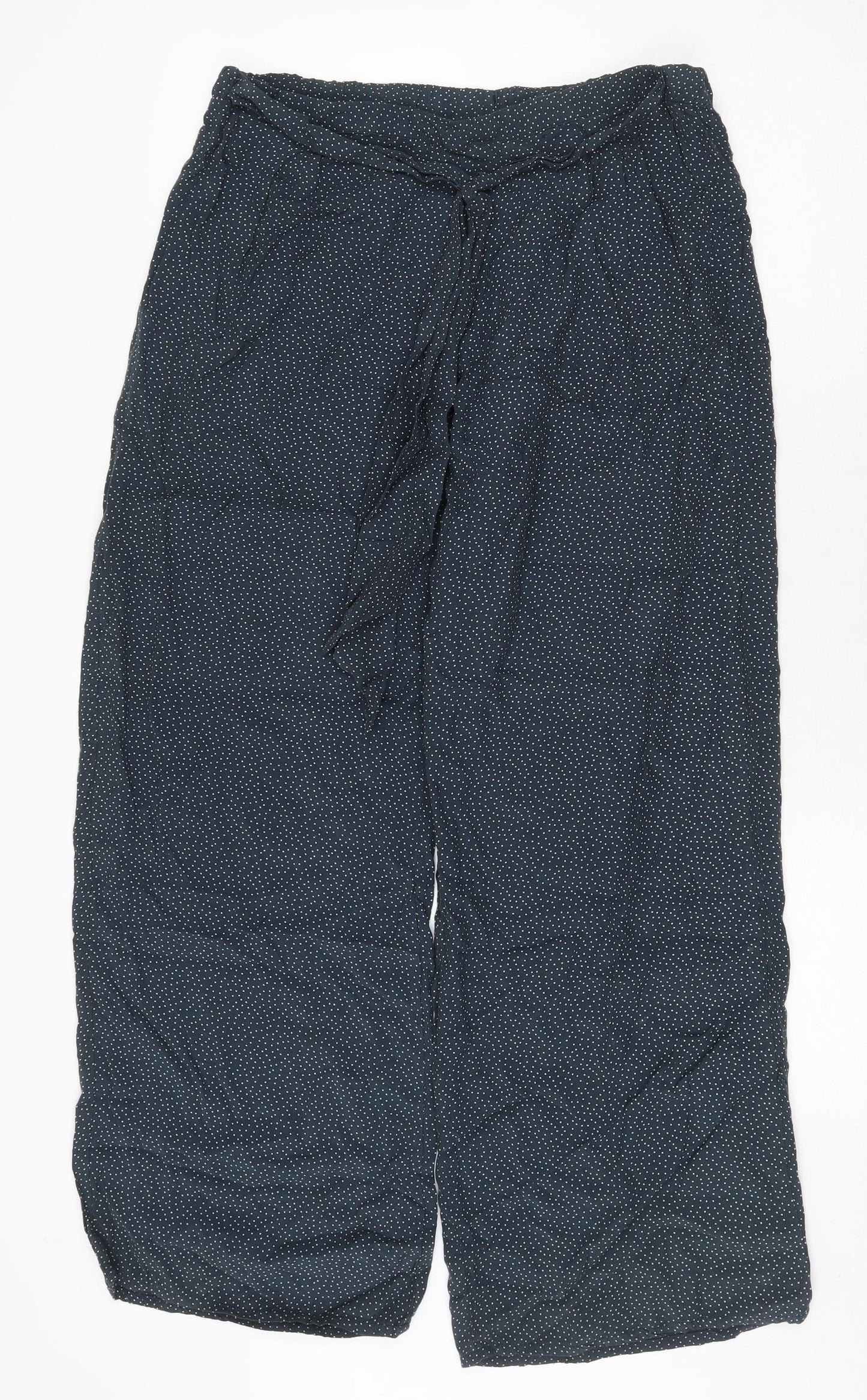 TU Womens Blue Polka Dot Viscose Trousers Size 12 Regular Tie