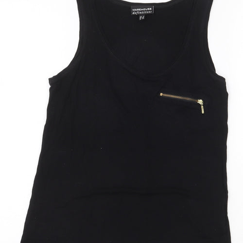 Warehouse Definitive Womens Black Viscose Basic Tank Size 8 Round Neck