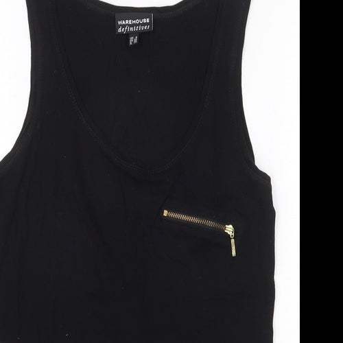 Warehouse Definitive Womens Black Viscose Basic Tank Size 8 Round Neck