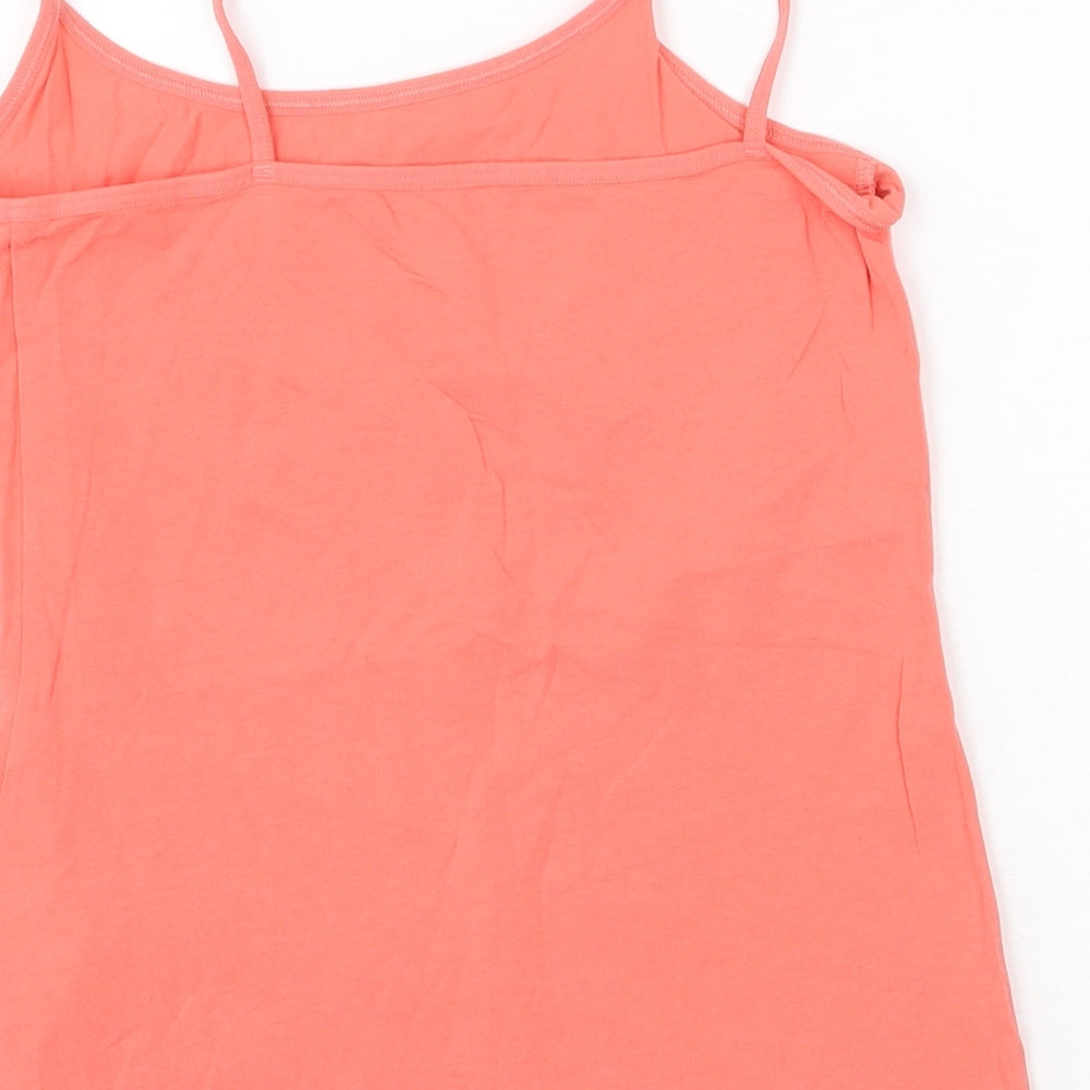 Marks and Spencer Womens Pink Cotton Basic Tank Size 10 Round Neck