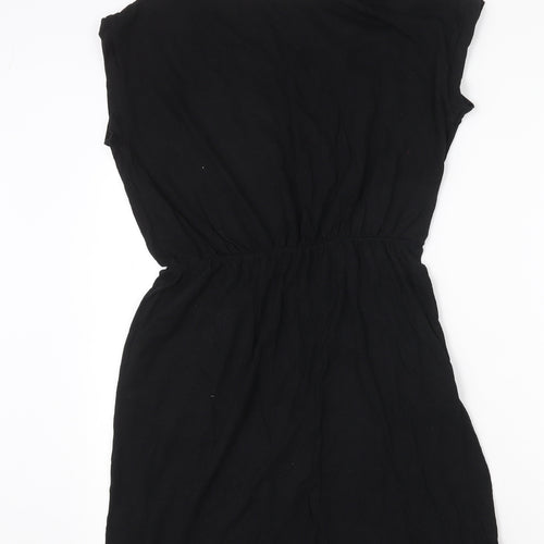H&M Womens Black Cotton T-Shirt Dress Size S Round Neck Pullover