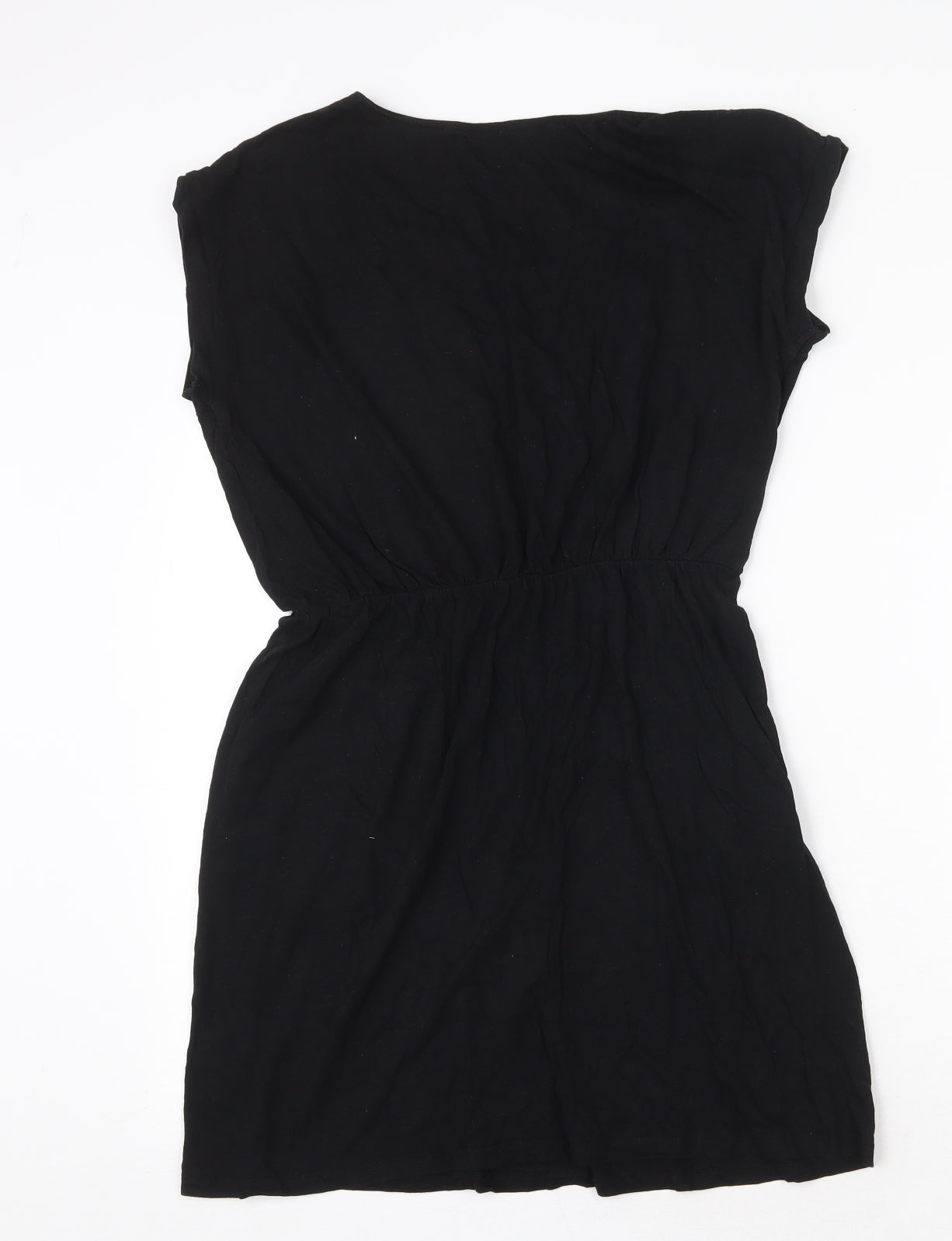 H&M Womens Black Cotton T-Shirt Dress Size S Round Neck Pullover