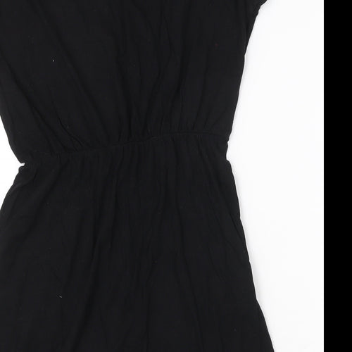 H&M Womens Black Cotton T-Shirt Dress Size S Round Neck Pullover