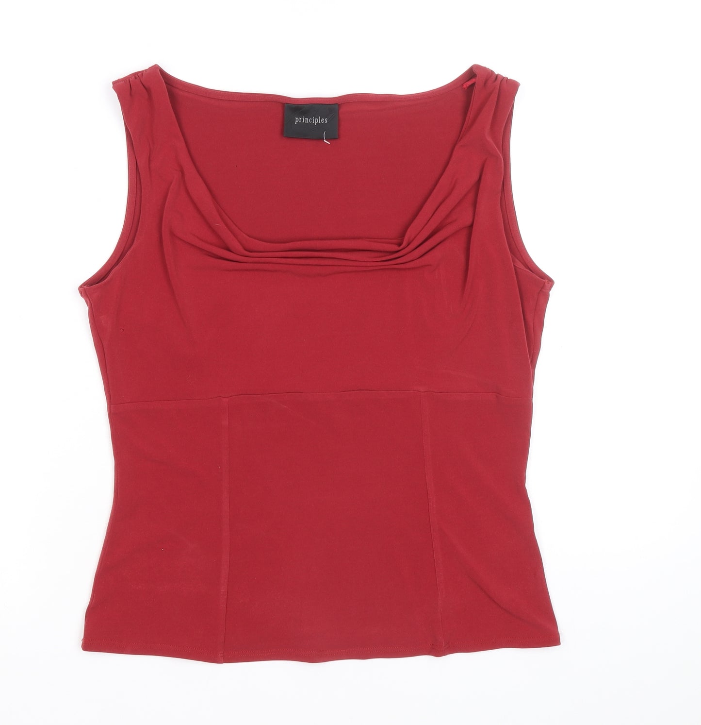 Principles Womens Red Polyester Basic Tank Size 12 Cowl Neck