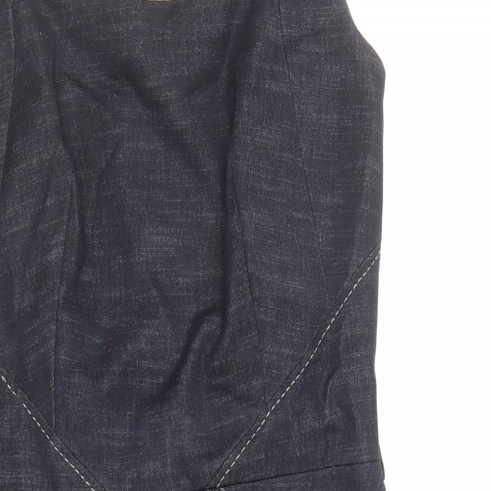 NEXT Womens Blue Polyester Sheath Size 10 Square Neck Zip