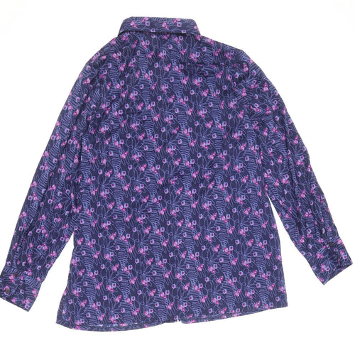 Special Collection Womens Purple Floral Polyester Basic Button-Up Size 16 Collared