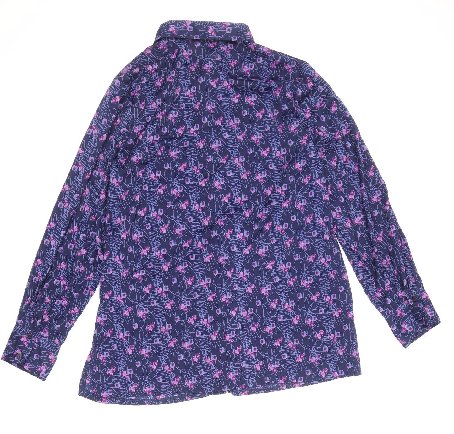 Special Collection Womens Purple Floral Polyester Basic Button-Up Size 16 Collared