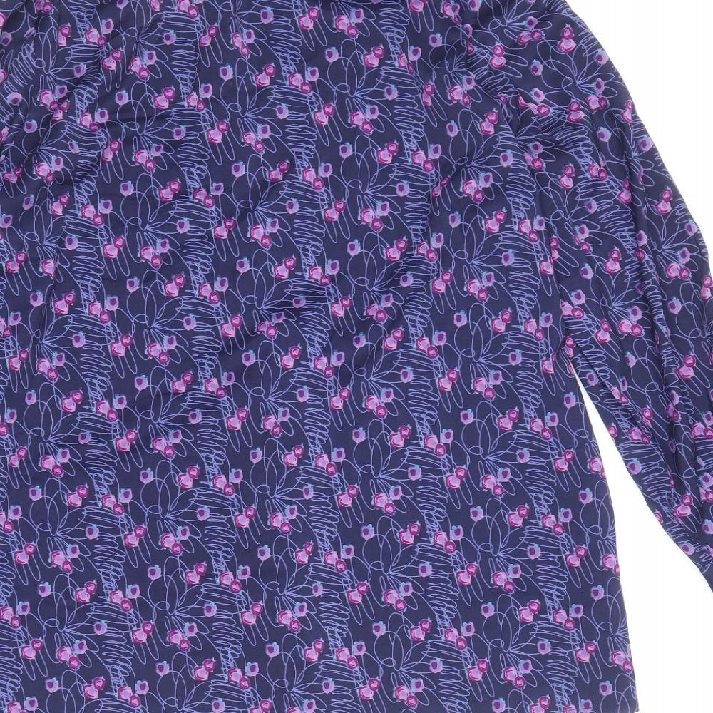 Special Collection Womens Purple Floral Polyester Basic Button-Up Size 16 Collared