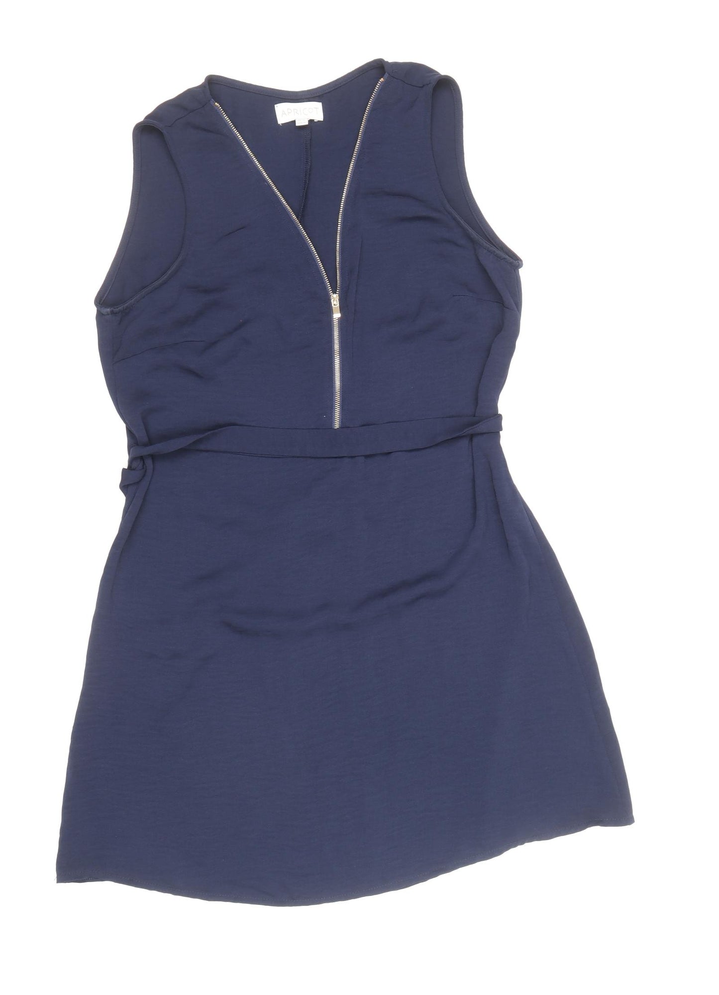 Apricot Womens Blue Polyester A-Line Size 12 V-Neck Zip