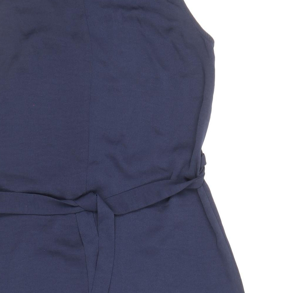 Apricot Womens Blue Polyester A-Line Size 12 V-Neck Zip