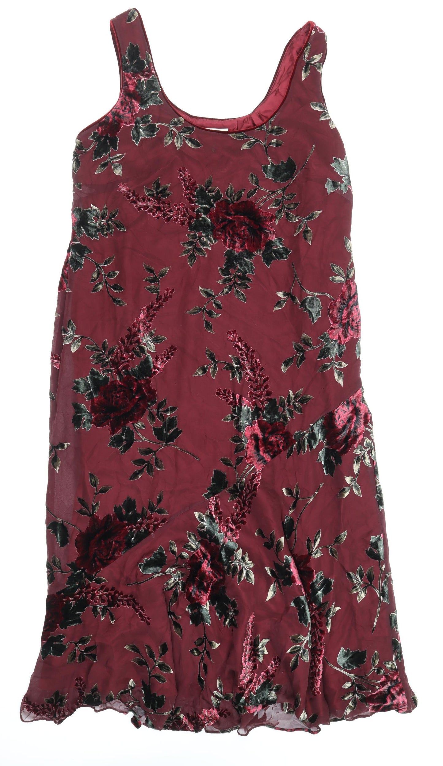 Ann Harvey Womens Red Floral Viscose Maxi Size 16 Scoop Neck Pullover