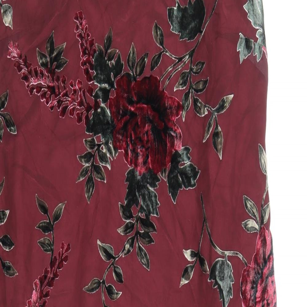 Ann Harvey Womens Red Floral Viscose Maxi Size 16 Scoop Neck Pullover