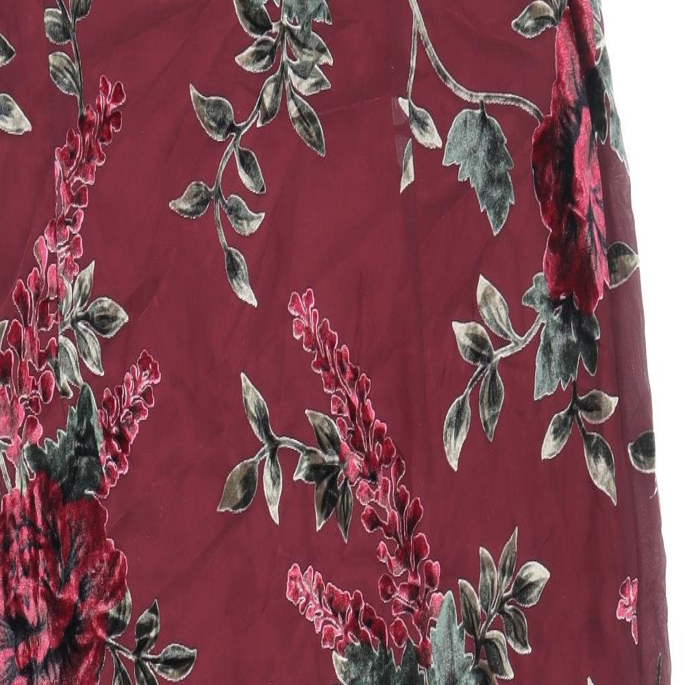 Ann Harvey Womens Red Floral Viscose Maxi Size 16 Scoop Neck Pullover