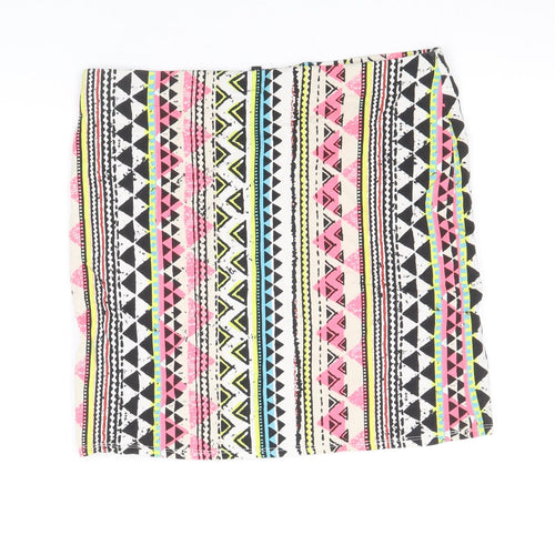 New Look Womens Multicoloured Geometric Cotton Bandage Skirt Size 14