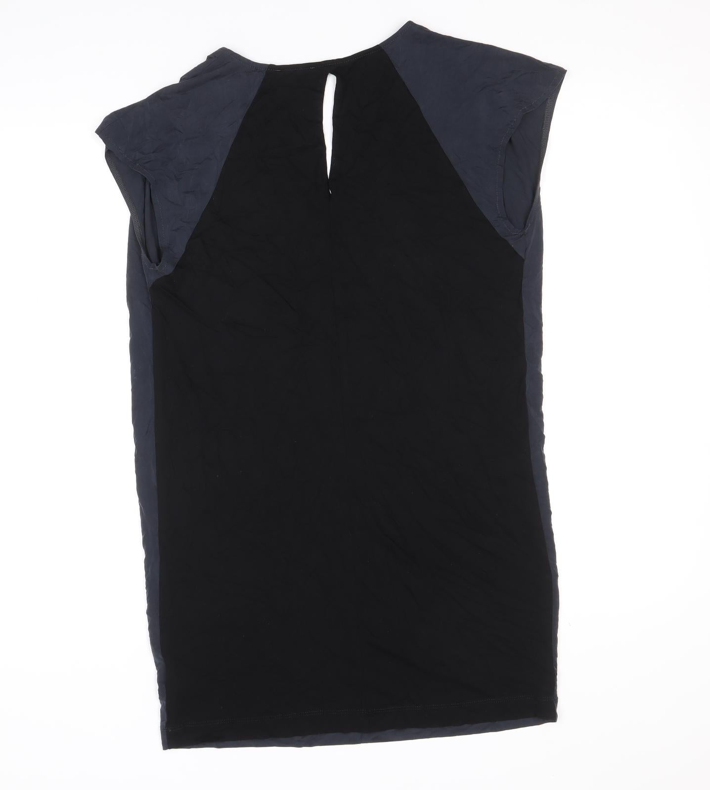 Warehouse Womens Blue Cupro T-Shirt Dress Size 12 V-Neck Pullover