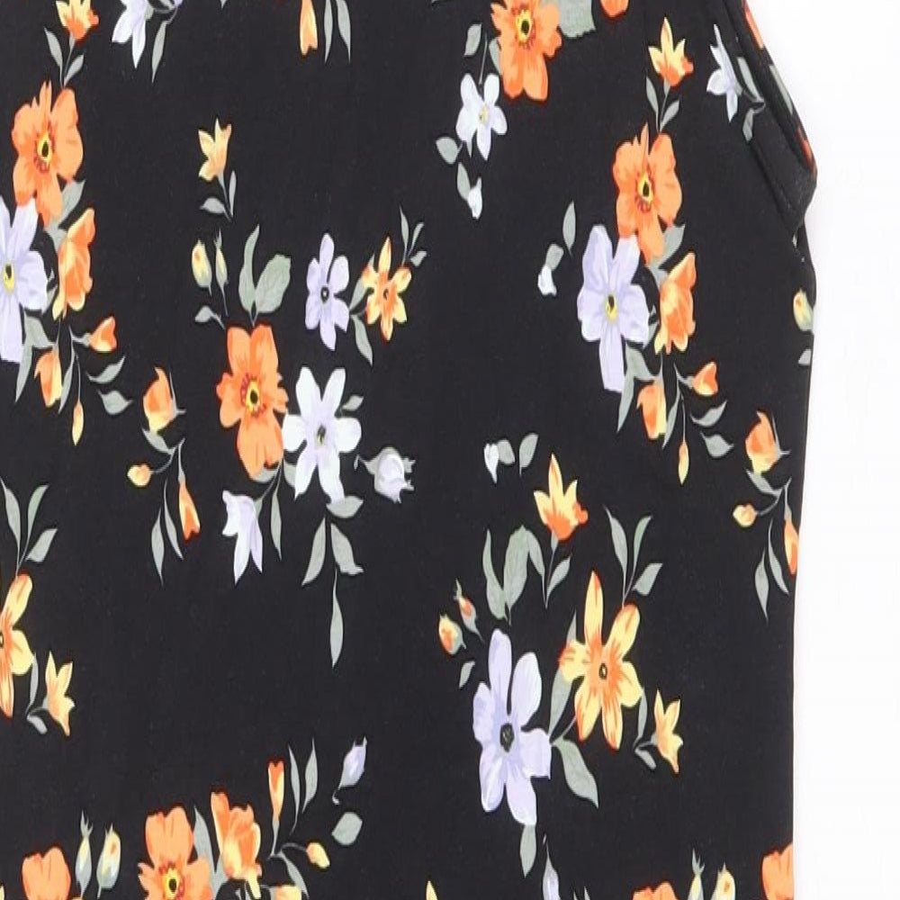 Terranova Womens Black Floral Cotton Tank Dress Size S Square Neck Pullover