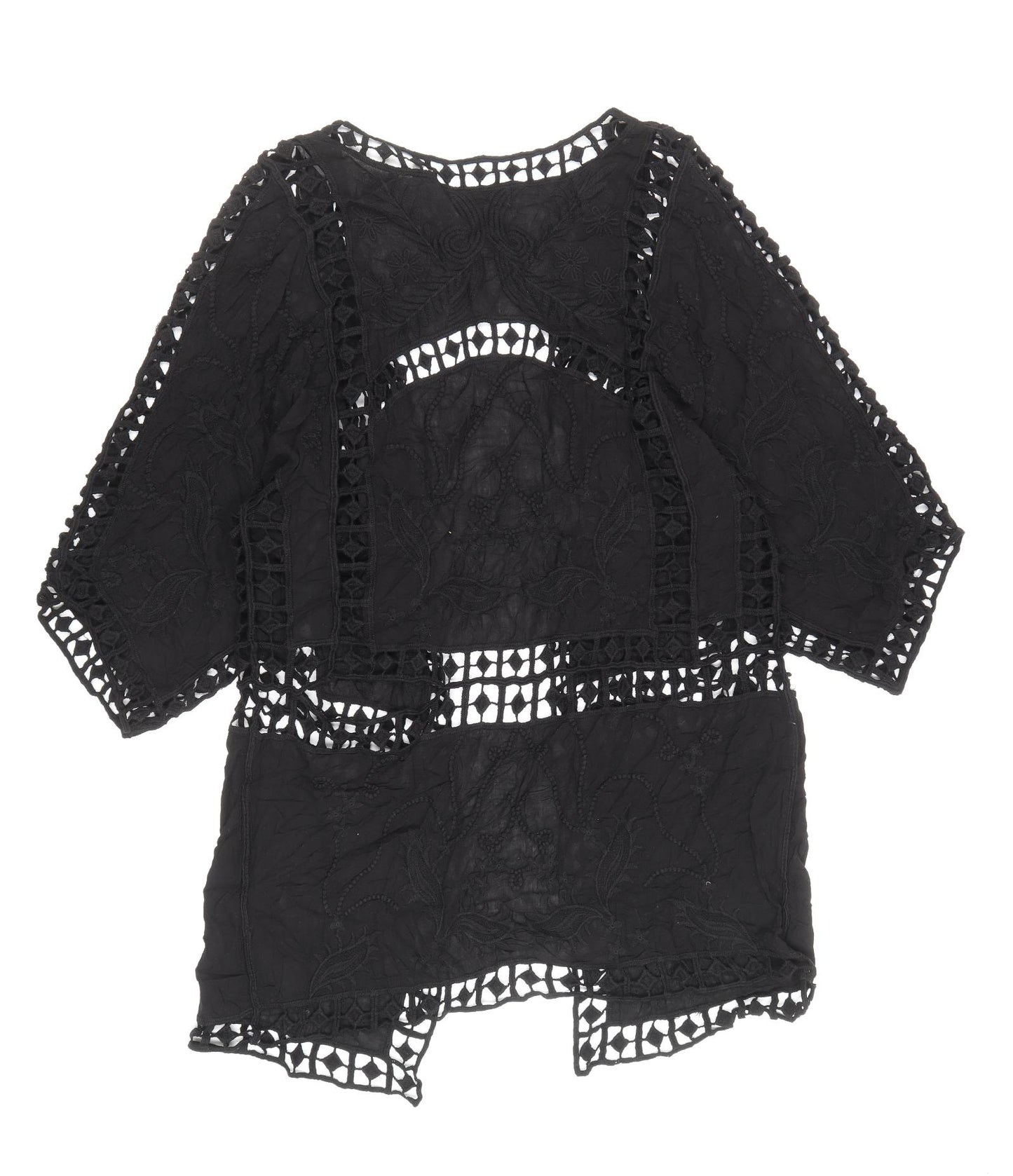 NEXT Womens Black Cotton Kimono Blouse Size L V-Neck