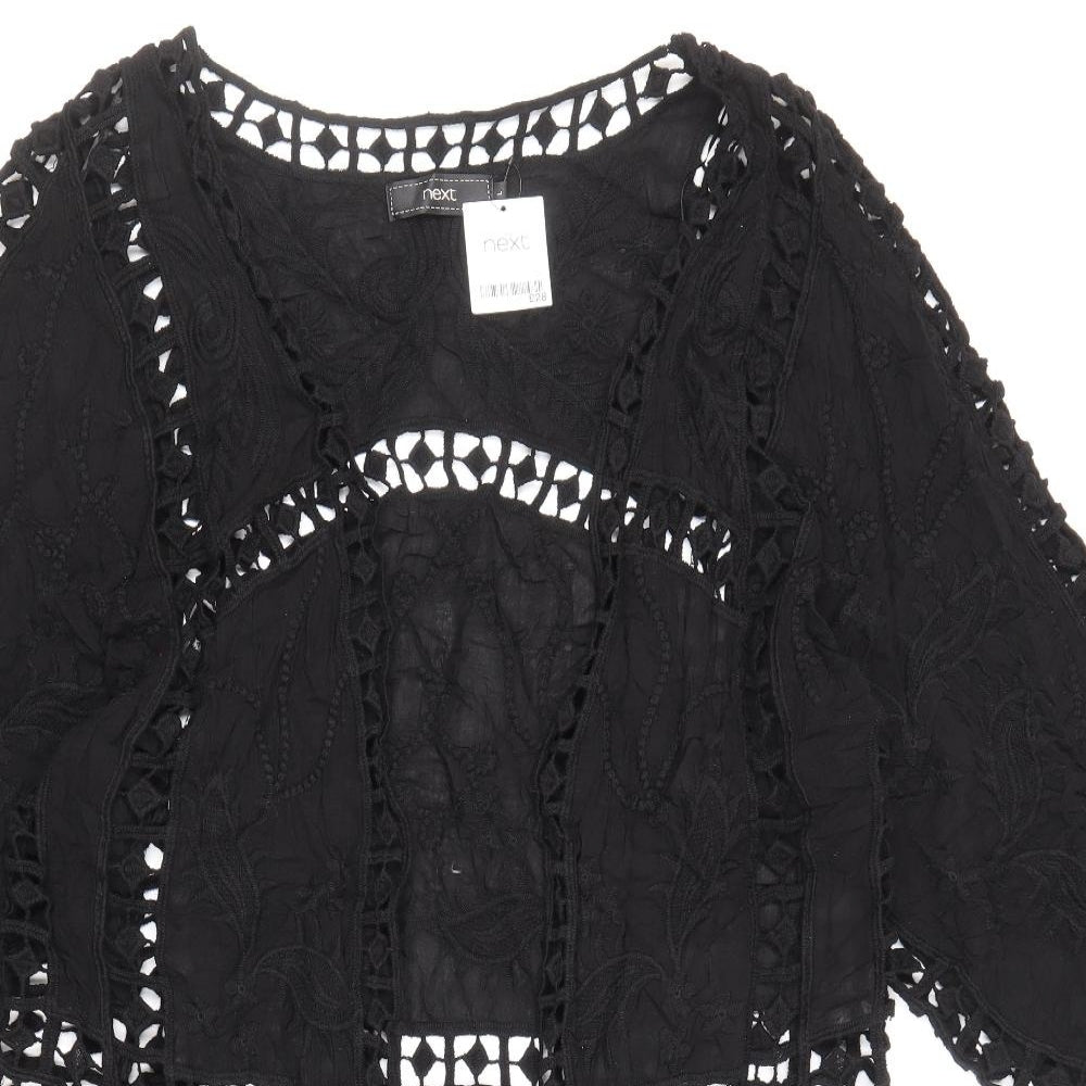 NEXT Womens Black Cotton Kimono Blouse Size L V-Neck