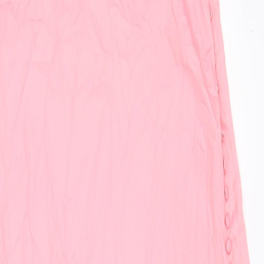 Zara Womens Pink Polyester Maxi Size L Halter Tie