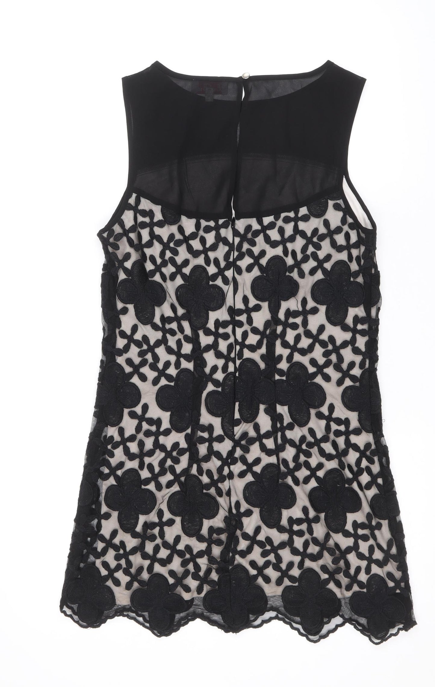 Matalan Womens Black Geometric Polyester A-Line Size 10 Boat Neck Zip