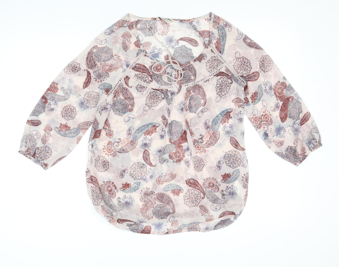 Marks and Spencer Womens Multicoloured Paisley Polyester Basic Blouse Size 8 Scoop Neck