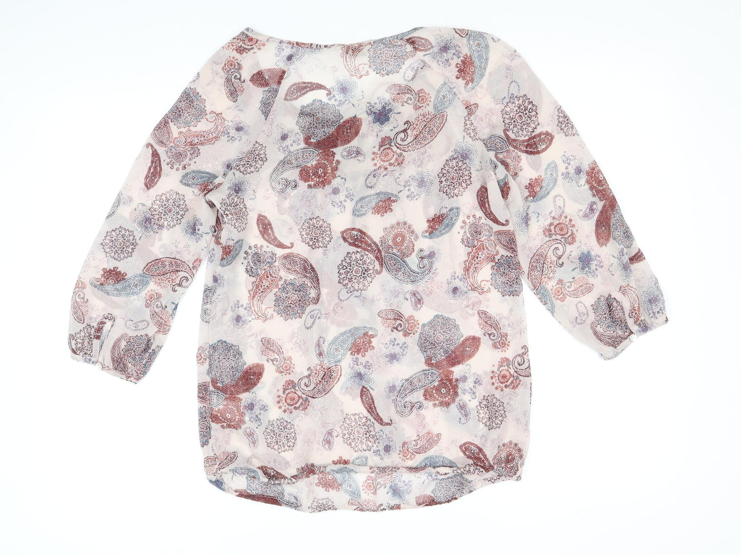 Marks and Spencer Womens Multicoloured Paisley Polyester Basic Blouse Size 8 Scoop Neck