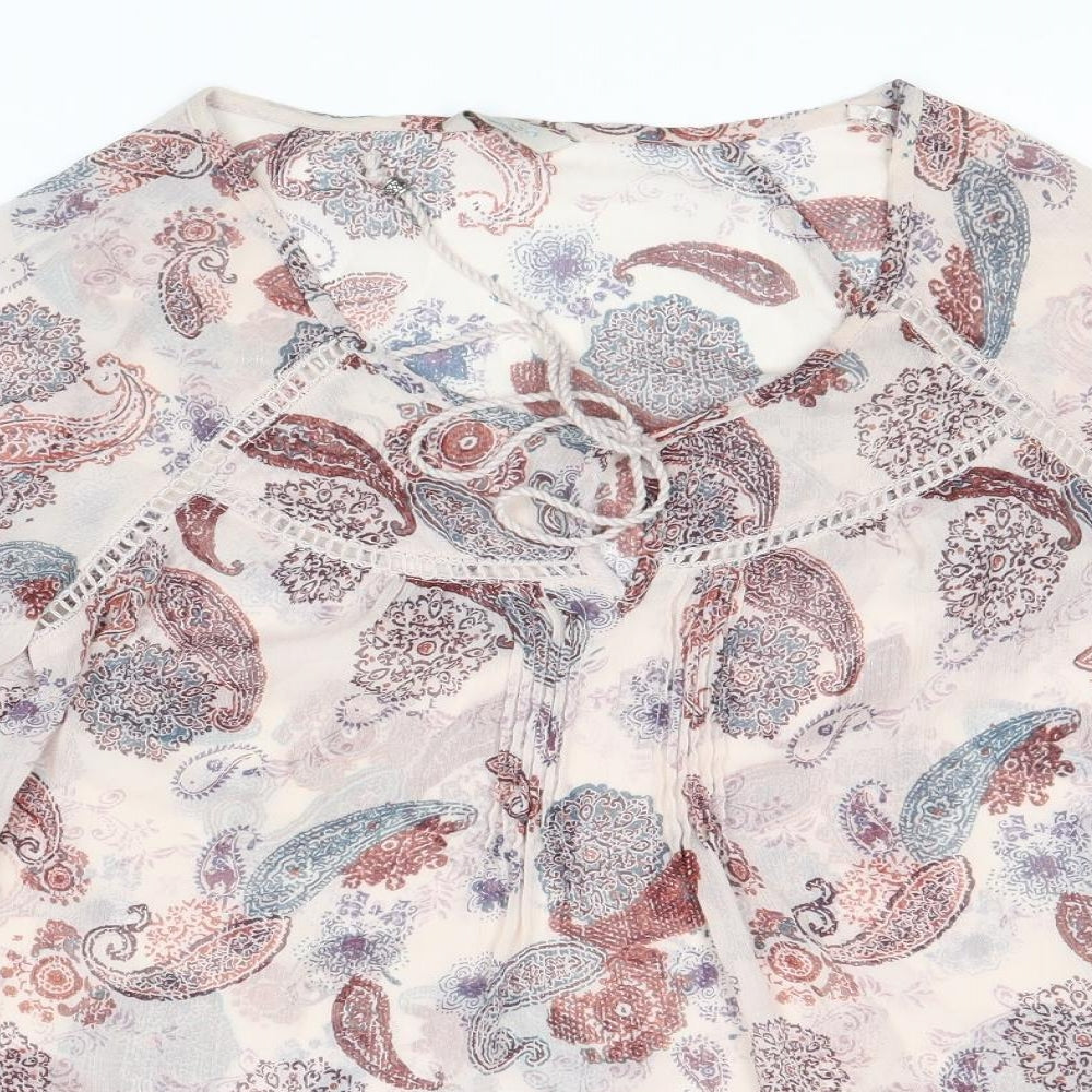 Marks and Spencer Womens Multicoloured Paisley Polyester Basic Blouse Size 8 Scoop Neck