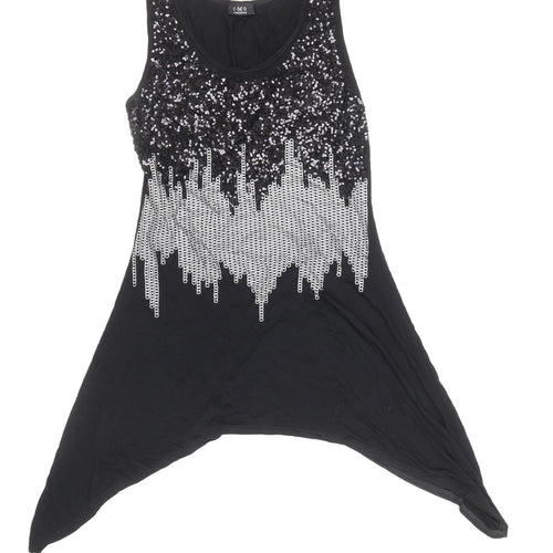 CMD Womens Black Viscose Basic Tank Size S Scoop Neck
