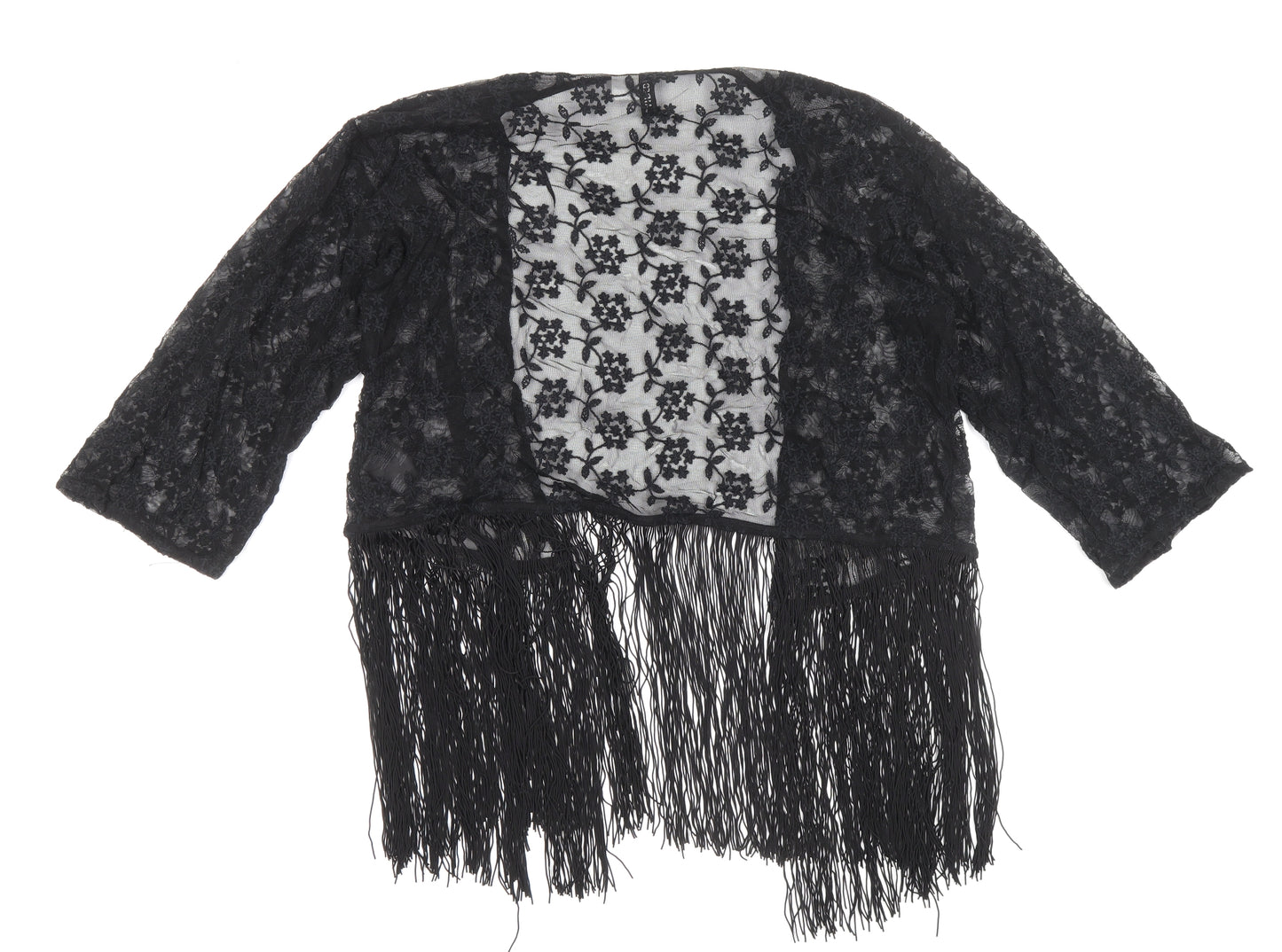 Divided by H&M Womens Black Floral Polyamide Kimono Blouse Size S V-Neck