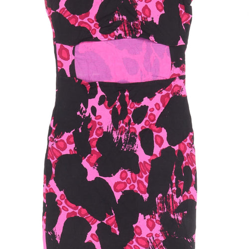 Topshop Womens Multicoloured Geometric Viscose Pencil Dress Size 8 Round Neck Pullover