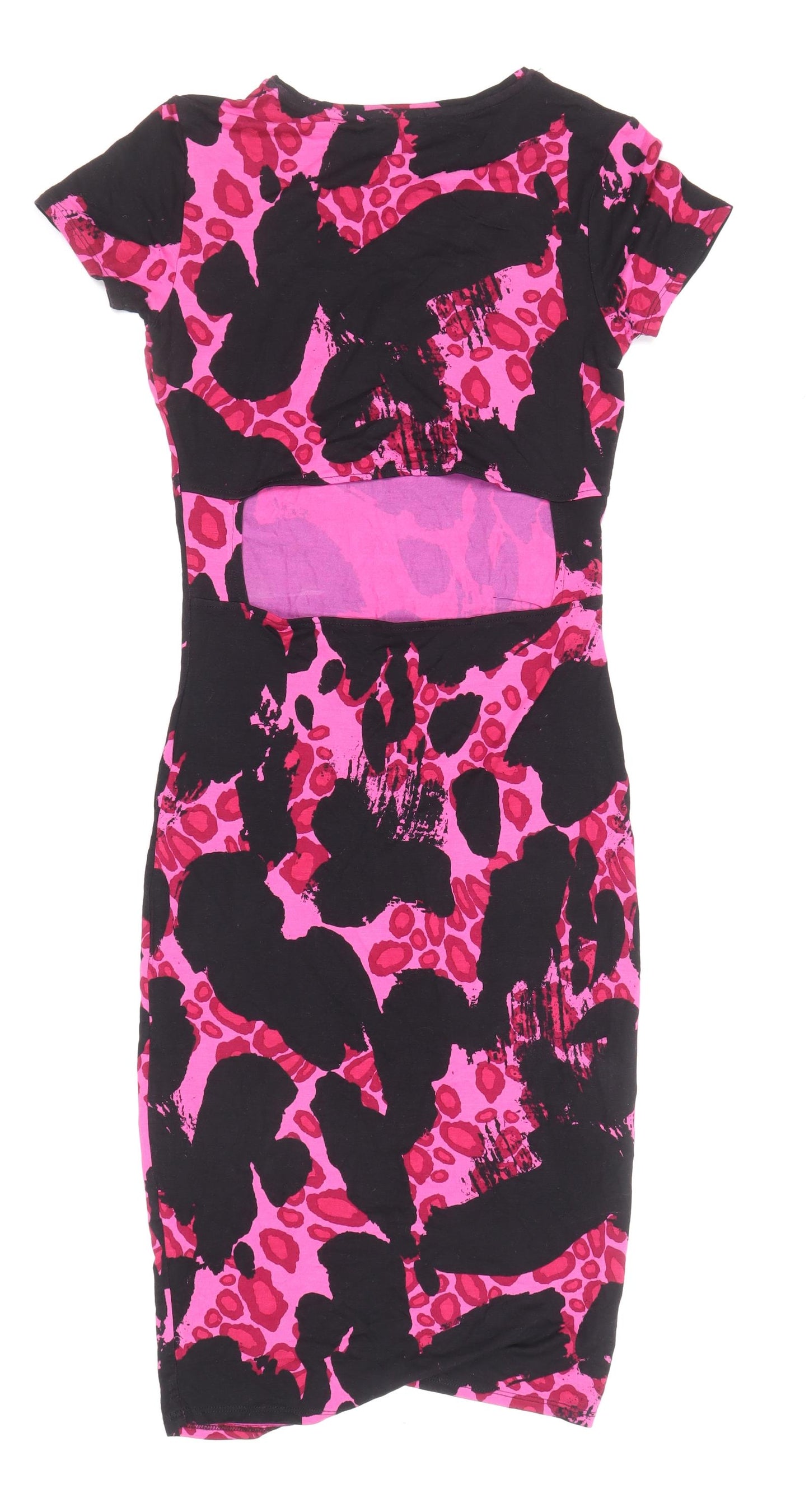 Topshop Womens Multicoloured Geometric Viscose Pencil Dress Size 8 Round Neck Pullover