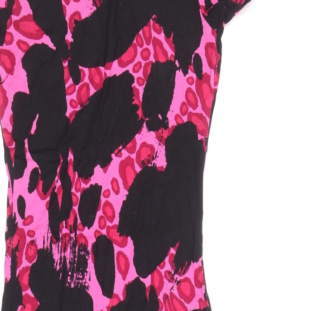 Topshop Womens Multicoloured Geometric Viscose Pencil Dress Size 8 Round Neck Pullover