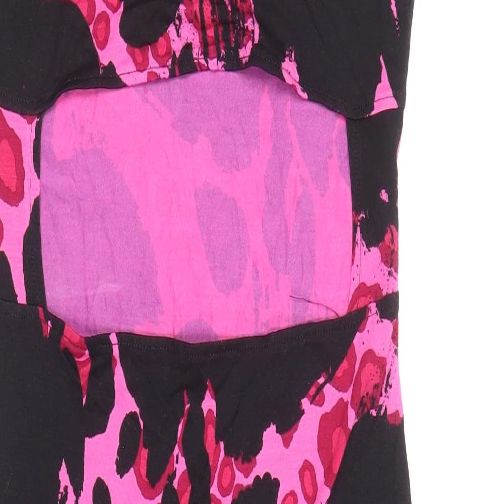 Topshop Womens Multicoloured Geometric Viscose Pencil Dress Size 8 Round Neck Pullover