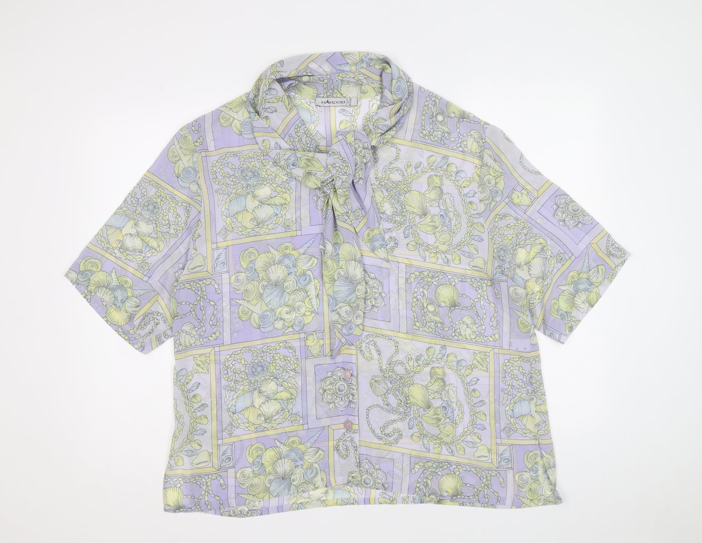 Hardob Womens Multicoloured Geometric Polyester Basic Blouse Size 16 V-Neck