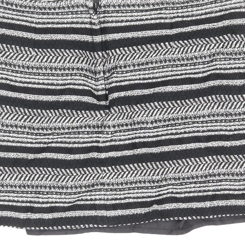 Divided by H&M Womens Black Striped Cotton Mini Skirt Size 10 Zip